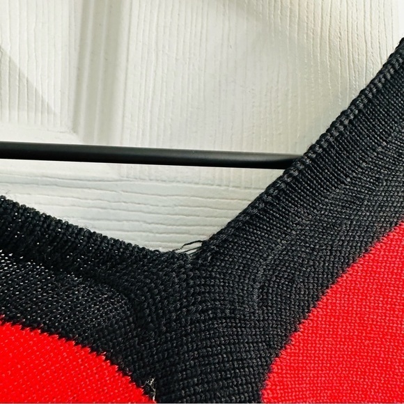 St. John Cape Poncho Sweater Wool Knit Minimalist Designer Black Striped Small - Picture 6 of 9